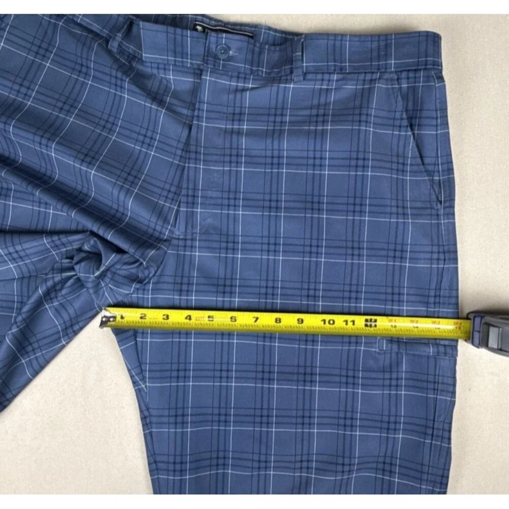 Pebble Beach Performance Men's Golf Shorts Blue Plaid Size 42 Moisture Wicking